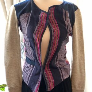 Anthro x Dolan Linen Embroidered Blouse/Jacket